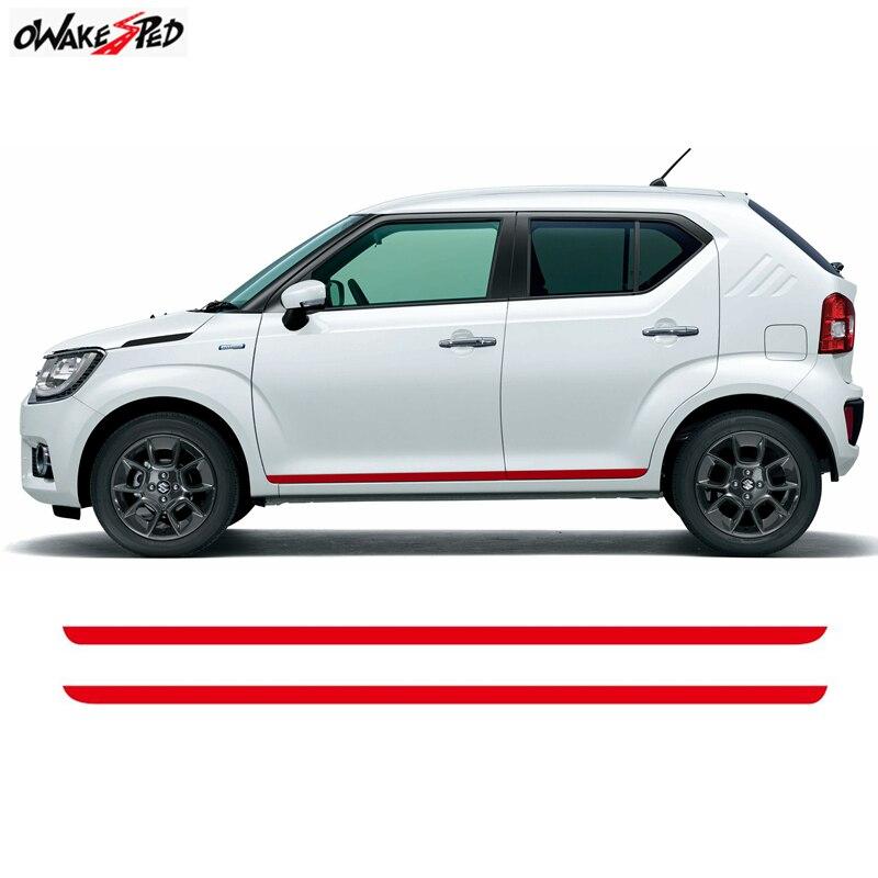 スズキ IGNIS イグニス サイド スカート 両側 ドア ステッカー ビニール 2個 スタイリング 装飾 デカール スポーツ ストライプ