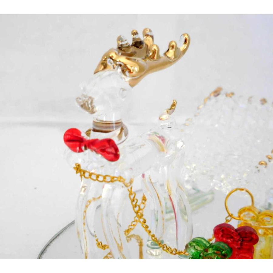 クリスマス トナカイ車セット ガラス インテリアプレゼント : 雑貨