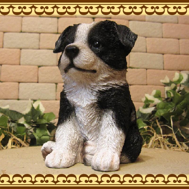 置物 動物 可愛い 犬の置物 ボーダーコリー お座りタイプ リアル 子