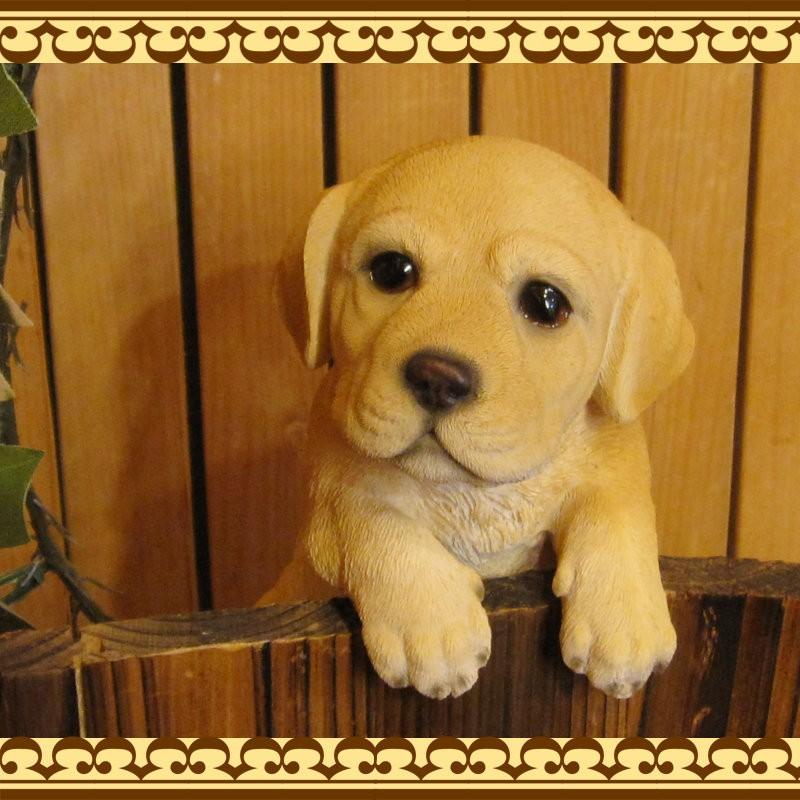 送料無料キャンペーン 置物 動物 可愛い 犬の置物 ラブラドールレトリバー リアル ぶらさがりドッグ ラブラ 子いぬのフィギュア イヌ オブジェ ガーデニング ベランダ Supplystudies Com