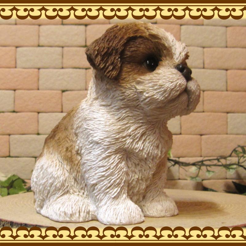 置物 動物 可愛い 犬の置物 シーズー お座り Aタイプ リアル 子いぬの