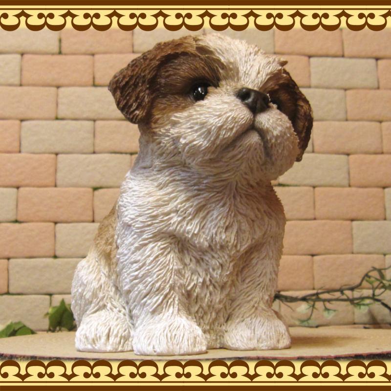 置物 動物 可愛い 犬の置物 シーズー お座り Aタイプ リアル 子いぬの
