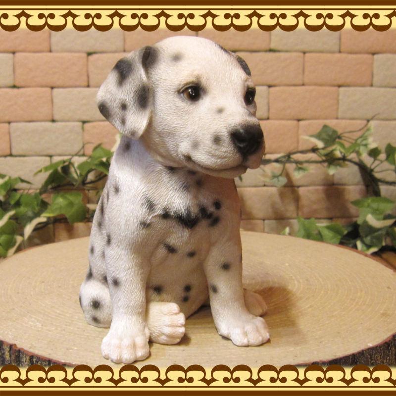 置物 動物 可愛い 犬の置物 ダルメシアン リアル お座りタイプ 子いぬ