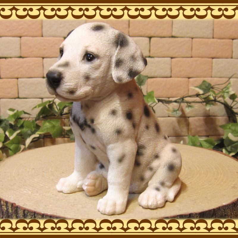 置物 動物 可愛い 犬の置物 ダルメシアン リアル お座りタイプ 子いぬ