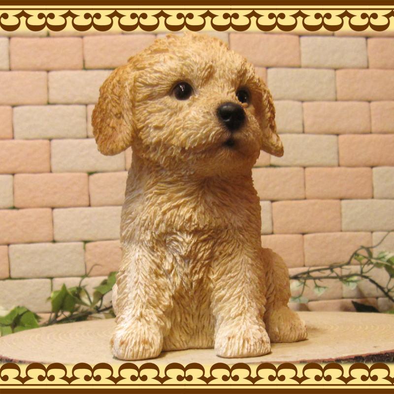 置物 動物 可愛い 犬の置物 プードル A リアル お座りタイプ 子いぬの