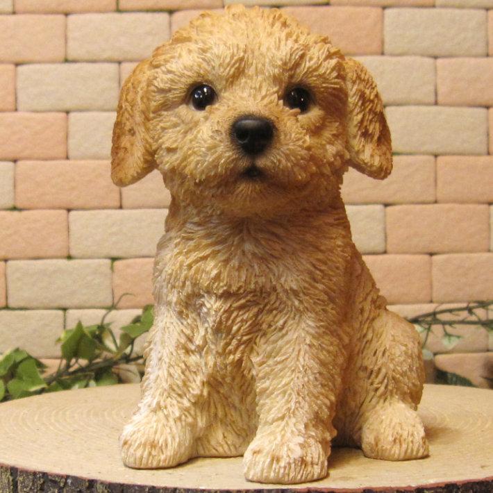 置物 動物 可愛い 犬の置物 プードル A リアル お座りタイプ 子いぬの