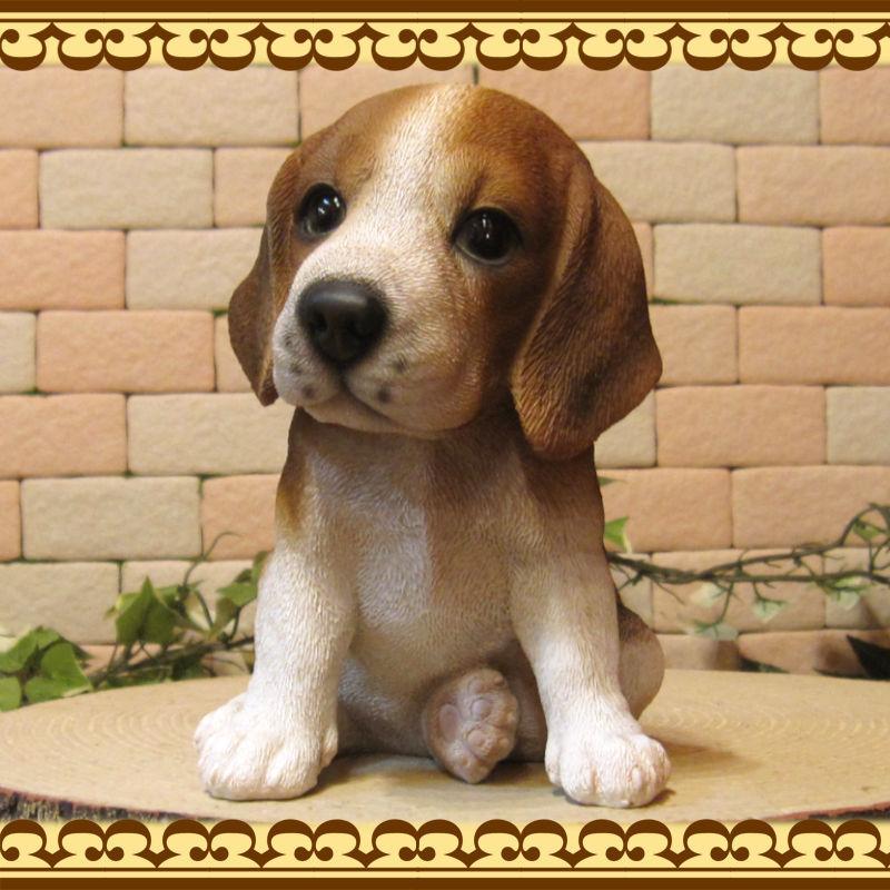置物 動物 可愛い 犬の置物 ビーグル リアル お座りタイプ 子いぬの