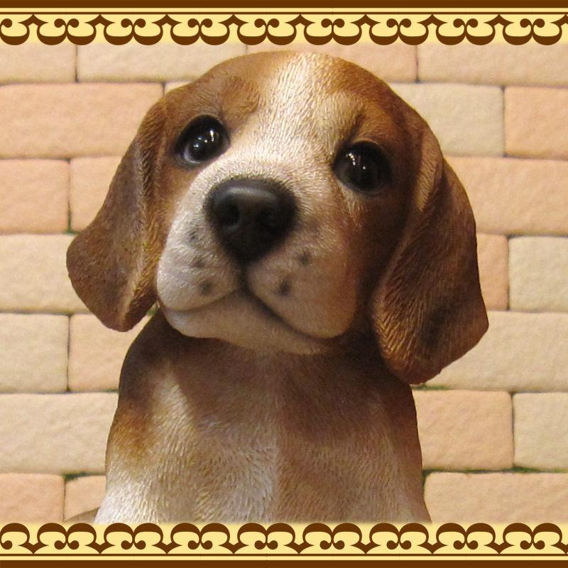 置物 動物 可愛い 犬の置物 ビーグル リアル お座りタイプ 子いぬの