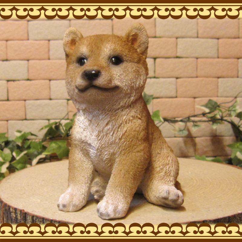 置物 動物 可愛い 犬の置物 柴犬 リアル お座り A 子いぬのフィギュア