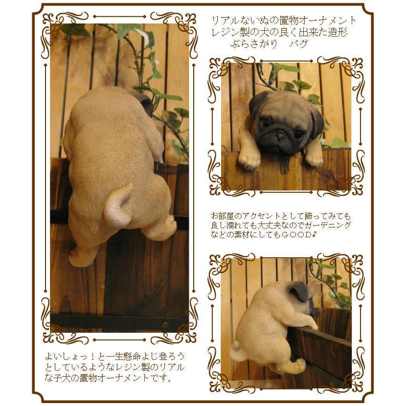 ★リアルすぎるパグ犬の置物だワン★ 樹脂製 犬置物 パグ お座り 黒 | Haniibaaz