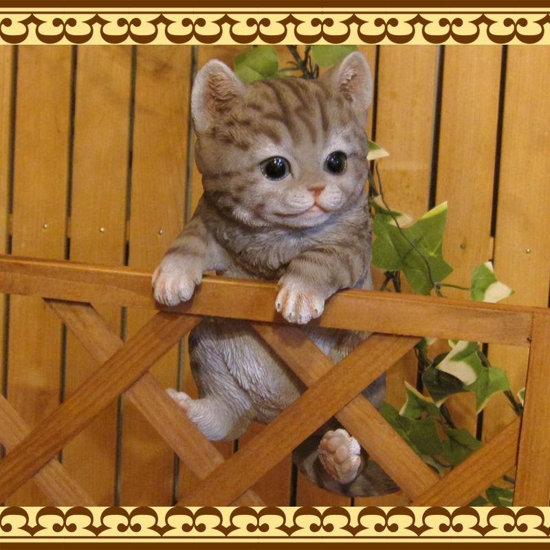 置物 動物 可愛い 猫の置物 リアル ぶらさがりベビーキャット ブラウン