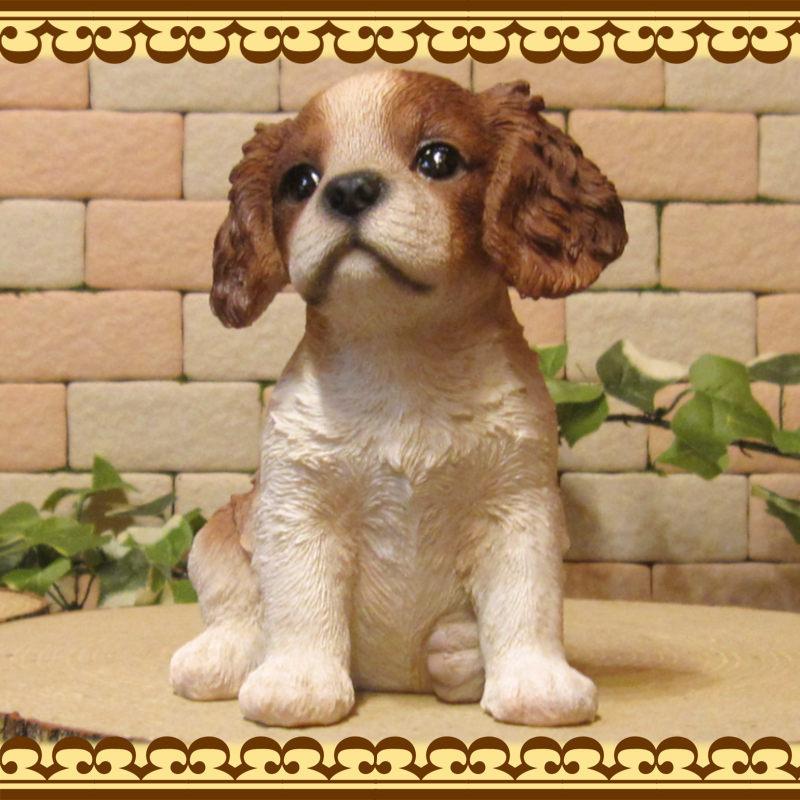 置物 動物 可愛い 犬の置物 キャバリア リアル お座りタイプ 子いぬの 