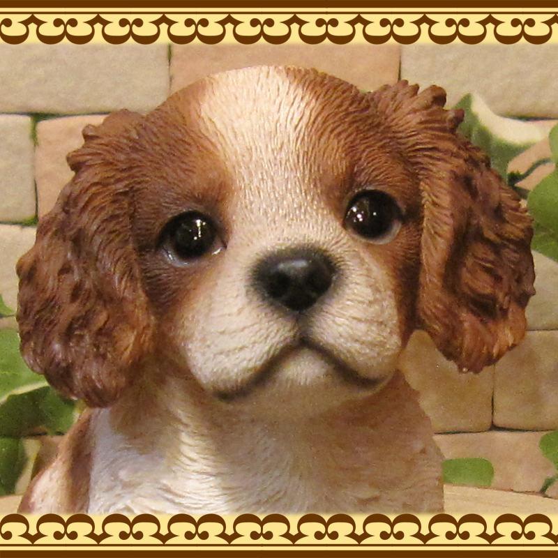 置物 動物 可愛い 犬の置物 キャバリア リアル お座りタイプ 子いぬの