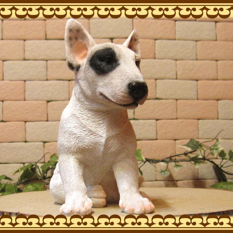 置物 動物 可愛い 犬の置物 ブルテリア リアル お座りタイプ 子いぬの