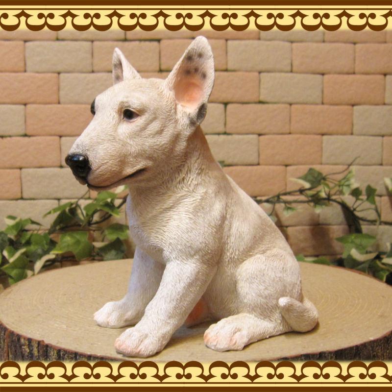 置物 動物 可愛い 犬の置物 ブルテリア リアル お座りタイプ 子いぬの