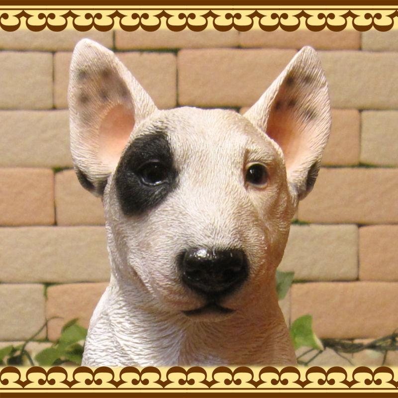 置物 動物 可愛い 犬の置物 ブルテリア リアル お座りタイプ 子いぬの