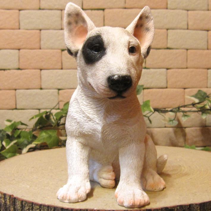 置物 動物 可愛い 犬の置物 ブルテリア リアル お座りタイプ 子いぬの