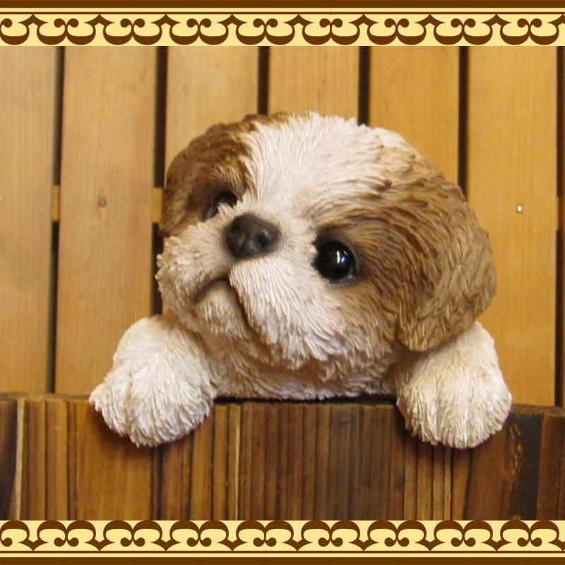 置物 動物 可愛い 犬の置物 シーズー リアル ぶらさがりドッグ 子いぬ