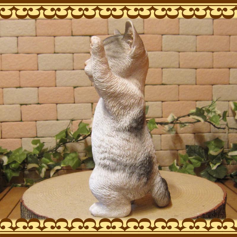 置物 動物 可愛い 猫の置物 リアル お願いキャット ３ ホワイト
