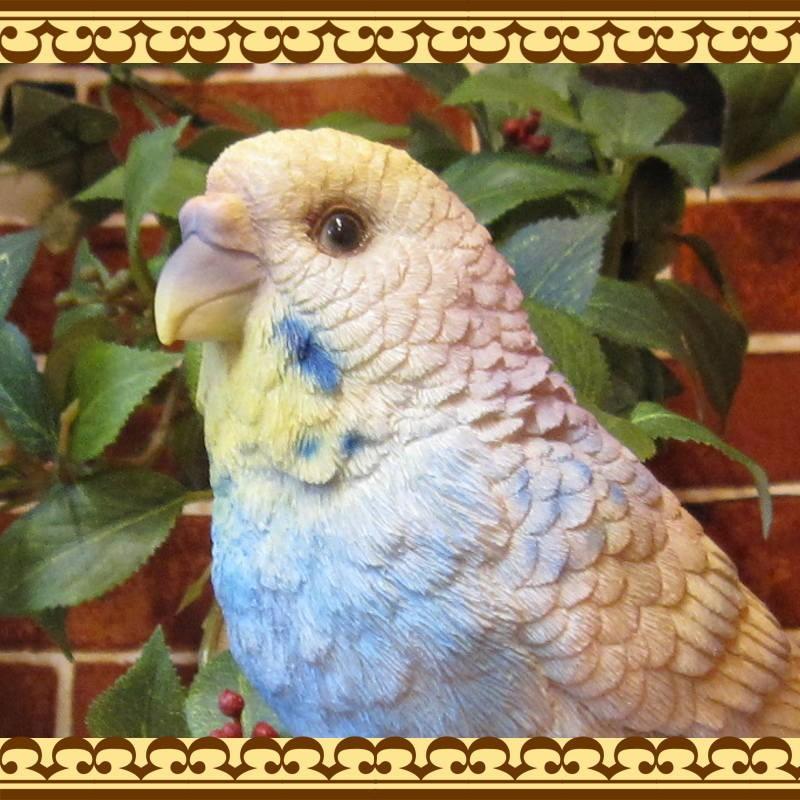 置物 動物 可愛い 鳥の置物 セキセイインコ 大 ブルー リアル トリの