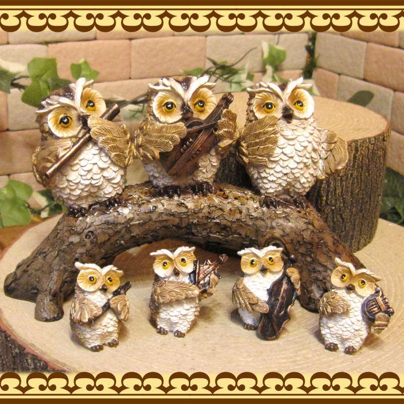置物 動物 可愛い フクロウ 置物 ほっこり ふくろうファミリー 音楽隊