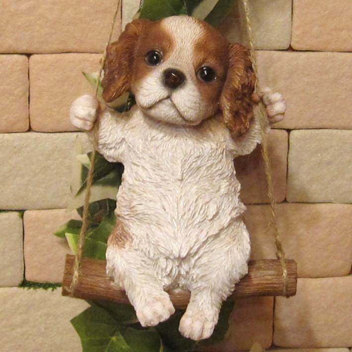 置物 動物 可愛い 犬の置物 キャバリア リアル ブランコドッグ ｂタイプ 子いぬのフィギュア イヌのオブジェ ガーデニング ベランダアート 雑貨の森 Ki Ra Ra Yahoo 店 通販 Yahoo ショッピング