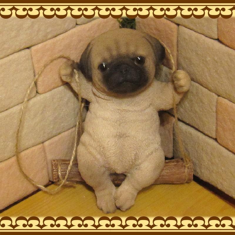 置物 動物 可愛い 犬の置物 パグ リアル ブランコドッグ Bタイプ 子