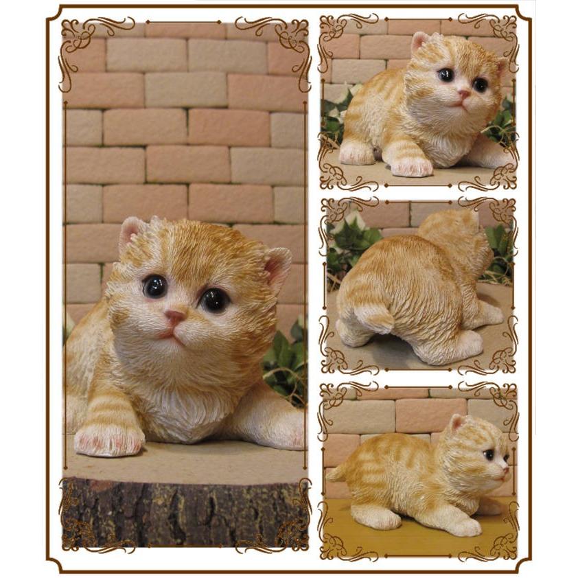 置物 動物 可愛い 猫 置物 リアル ハイハイ ベビーキャット チャトラ