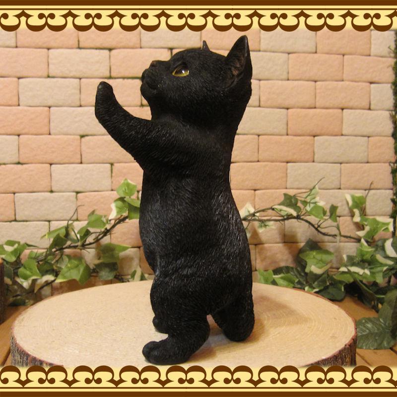 置物 動物 可愛い 猫の置物　リアル　黒猫　お願いキャット　２　ブラック　クロネコのフィギュア　くろねこのオブジェ　ガーデニング　ベランダアート｜zakkakirara｜04