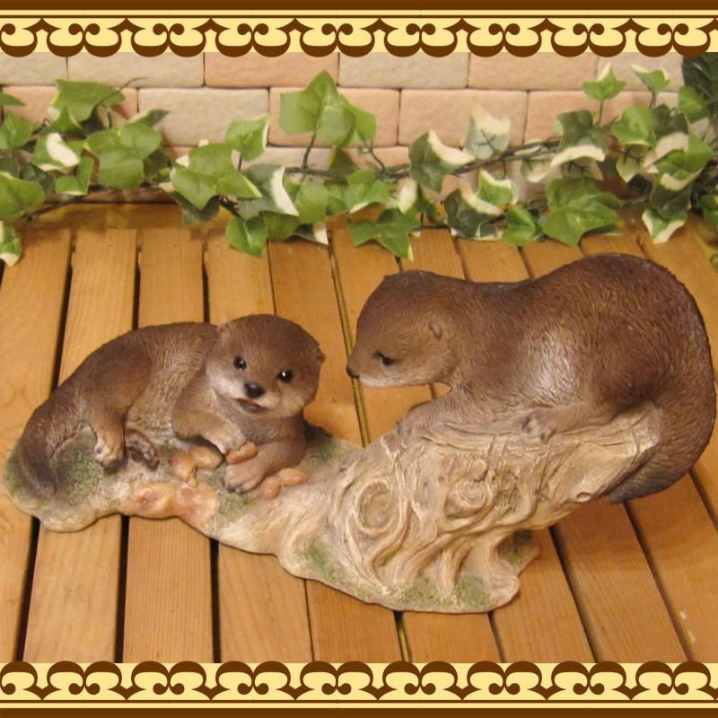 置物 動物 可愛い カワウソの置物 ツインズ リアル アニマル オブジェ