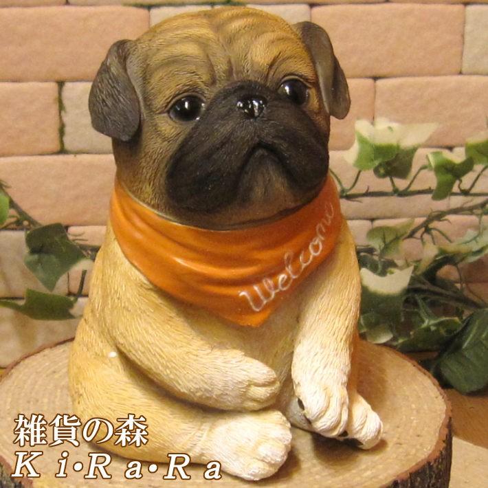 犬の置物 パグ リアルな犬の置物 バンダナ 子いぬのフィギア イヌのオブジェ ガーデニング 玄関先 ベランダアート 陶器 雑貨の森 Ki Ra Ra Yahoo 店 通販 Yahoo ショッピング