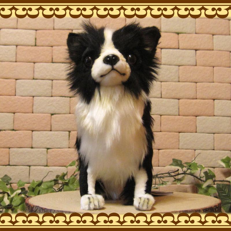 置物 動物 可愛い 犬 ぬいぐるみ チワワ ブラック＆ホワイト リアル