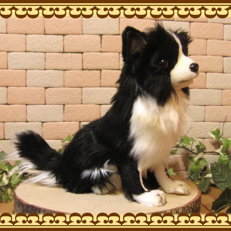 置物 動物 可愛い 犬 ぬいぐるみ チワワ ブラック＆ホワイト