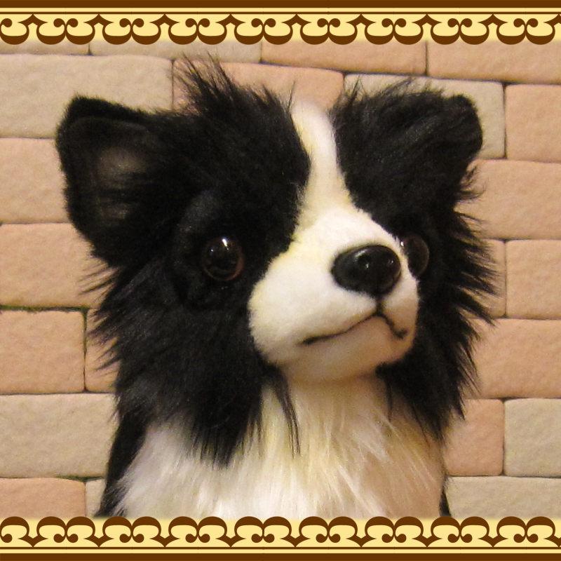 置物 動物 可愛い 犬　ぬいぐるみ　チワワ　ブラック＆ホワイト　リアル　いぬ　イヌ　ドッグ　アニマル　インテリア