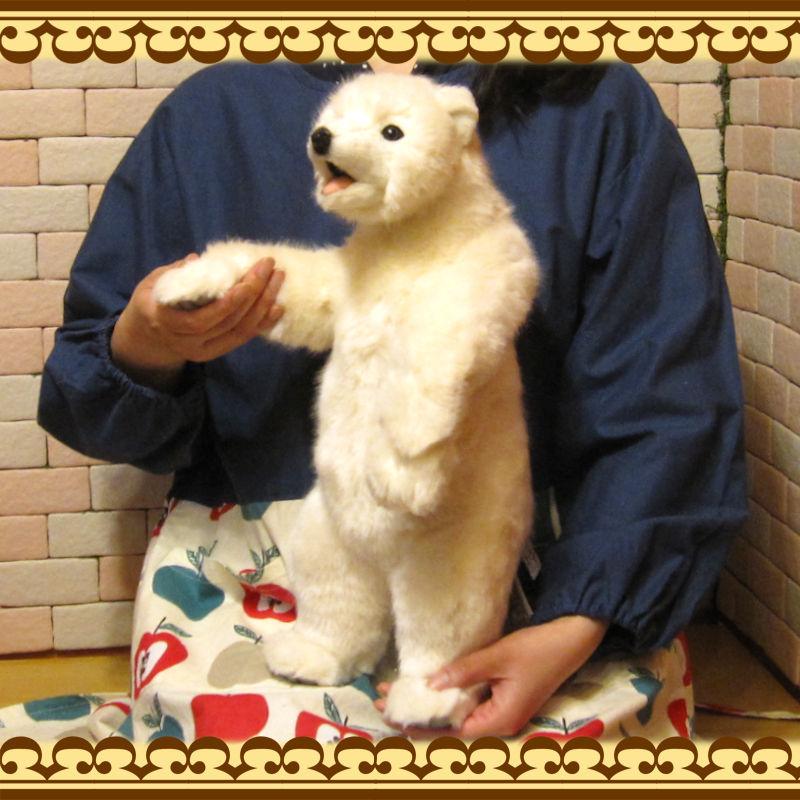 置物 動物 可愛い クマ ぬいぐるみ シロクマ スタンド リアル 子熊 白