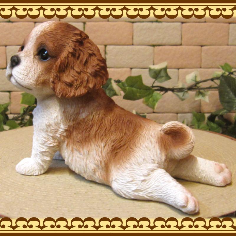 置物 動物 可愛い 犬の置物 キャバリア 休憩中！ リアル ガーデン