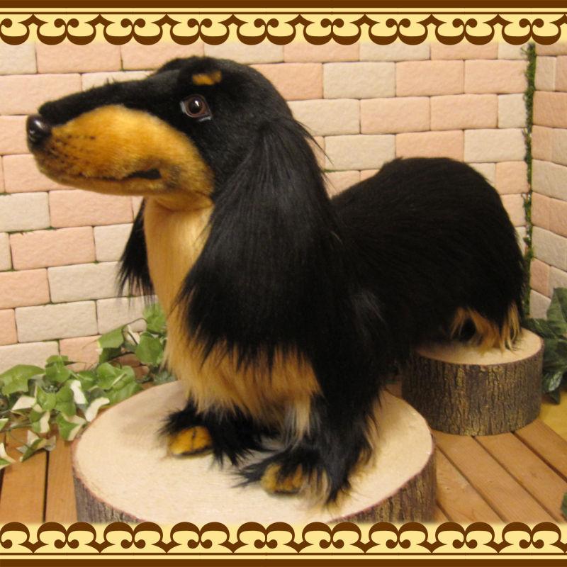 置物 動物 可愛い 犬の ぬいぐるみ ダックスフント ブラック