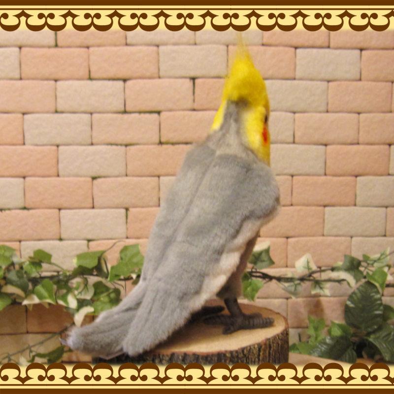 置物 動物 可愛い 鳥の ぬいぐるみ リアルな オカメインコ グレー