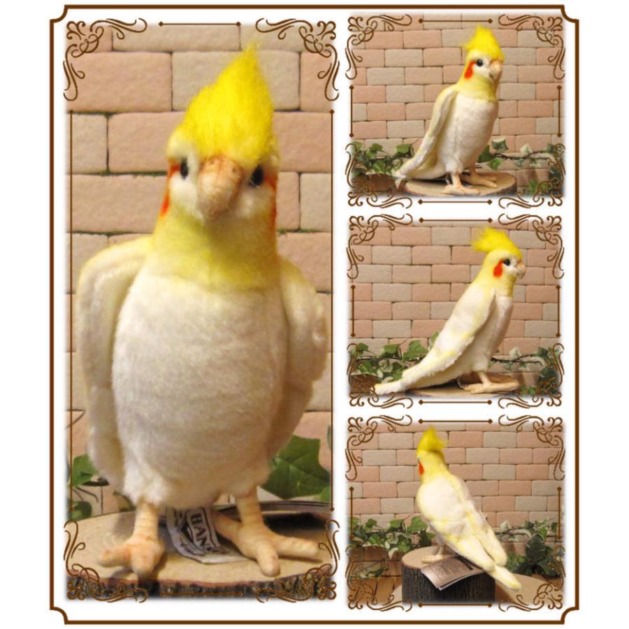 置物 動物 可愛い 鳥の ぬいぐるみ リアルな オカメインコ ルチノー