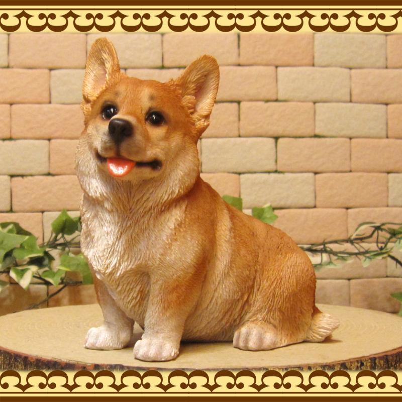 本物みたいなウエルツシュコーギー　飾りもの 置物 動物 可愛い 犬の置物 ウェルシュ コーギー お座り リアル