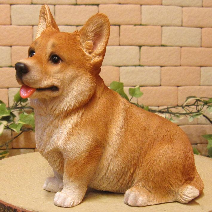 置物 動物 可愛い 犬の置物 ウェルシュ コーギー お座り リアル ドッグ