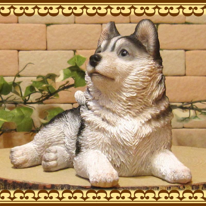 Seal限定商品 置物 動物 可愛い 犬の置物 シベリアン ハスキー 子犬 お座り リアル ドッグ オブジェ フィギュア ガーデニング 玄関先 ベランダアート 庭 装飾 Globescoffers Com