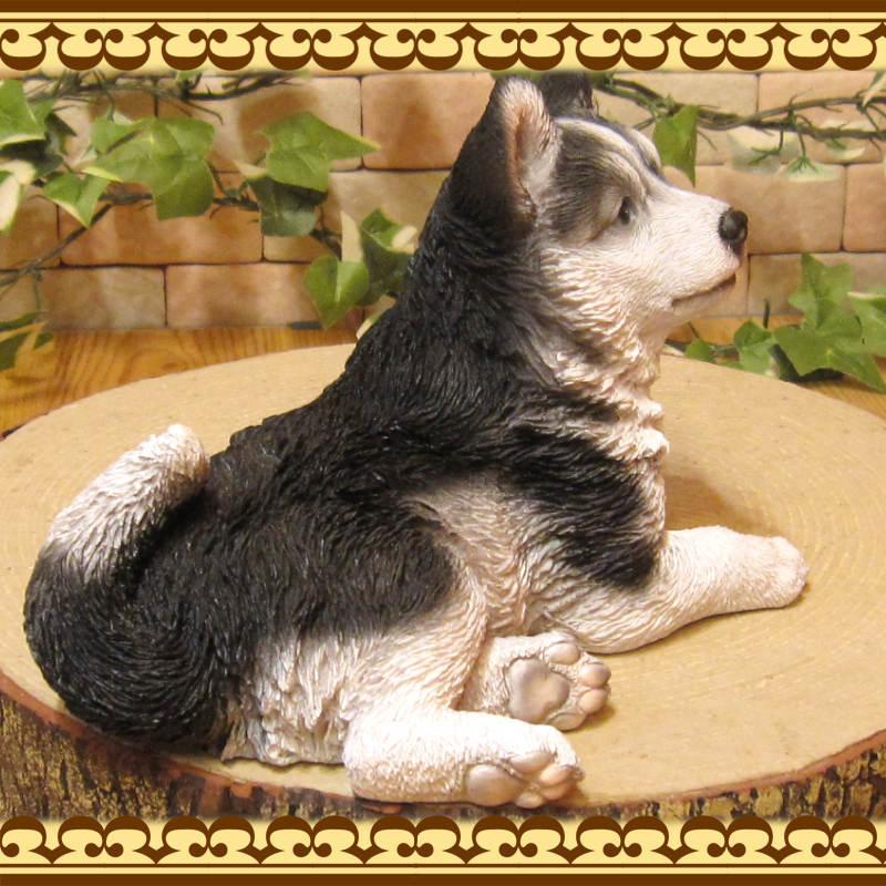 Seal限定商品 置物 動物 可愛い 犬の置物 シベリアン ハスキー 子犬 お座り リアル ドッグ オブジェ フィギュア ガーデニング 玄関先 ベランダアート 庭 装飾 Globescoffers Com