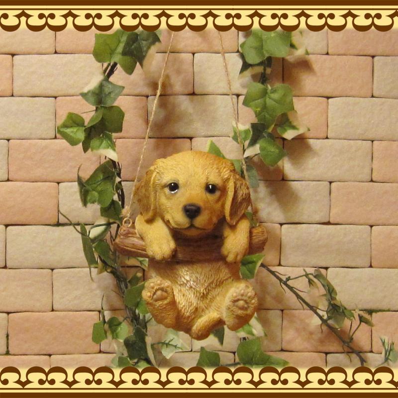 超安い 置物 動物 可愛い 犬の置物 ゴールデンレトリバー リアル ブランコドッグ ａタイプ 子いぬのフィギュア オブジェ ガーデニング ベランダアート 装飾 Supplystudies Com