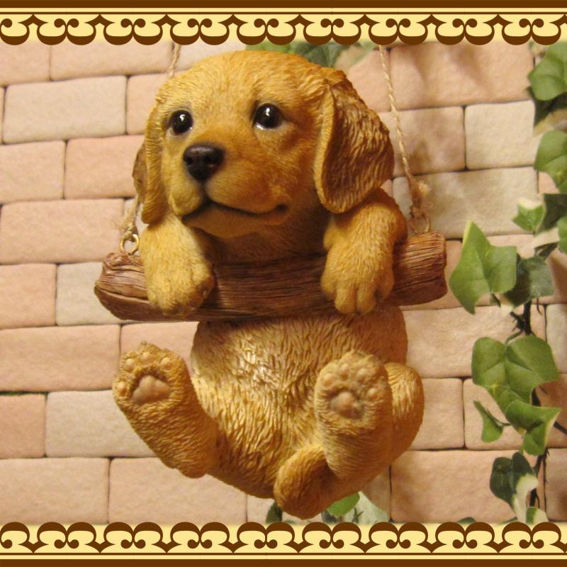 超安い 置物 動物 可愛い 犬の置物 ゴールデンレトリバー リアル ブランコドッグ ａタイプ 子いぬのフィギュア オブジェ ガーデニング ベランダアート 装飾 Supplystudies Com