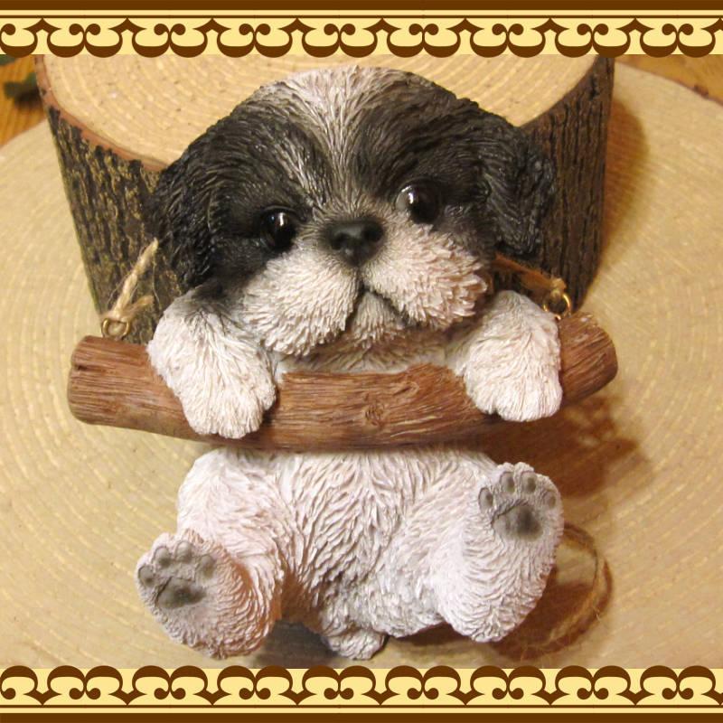 置物 動物 可愛い 犬の置物 シーズー リアル ブランコドッグ Aタイプ