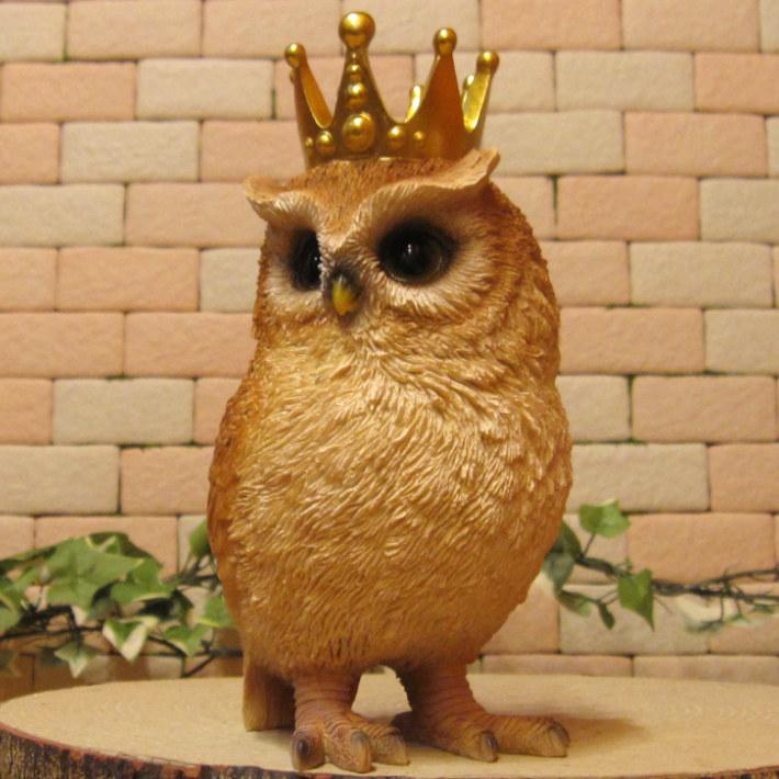 置物 動物 可愛い ふくろうの置物 クラウン オウル Aタイプ（右向き