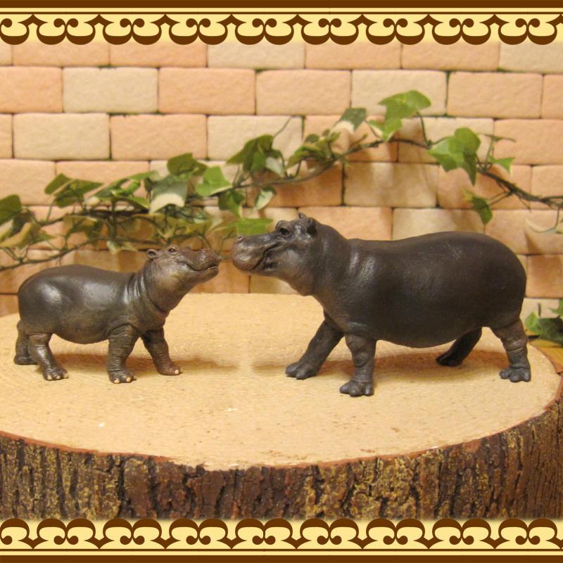 公式の店舗 置物 動物 可愛い カバの置物 リアルな カバの親子 ２点セット ドール フィギュア かば ミニチュア インテリア デコニク Supplystudies Com