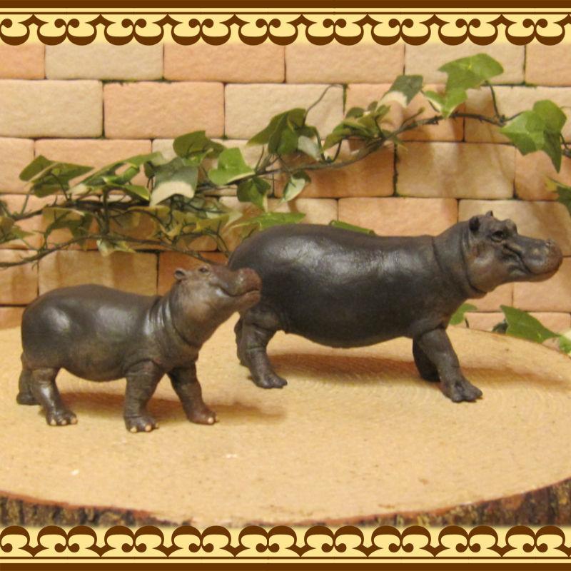 公式の店舗 置物 動物 可愛い カバの置物 リアルな カバの親子 ２点セット ドール フィギュア かば ミニチュア インテリア デコニク Supplystudies Com