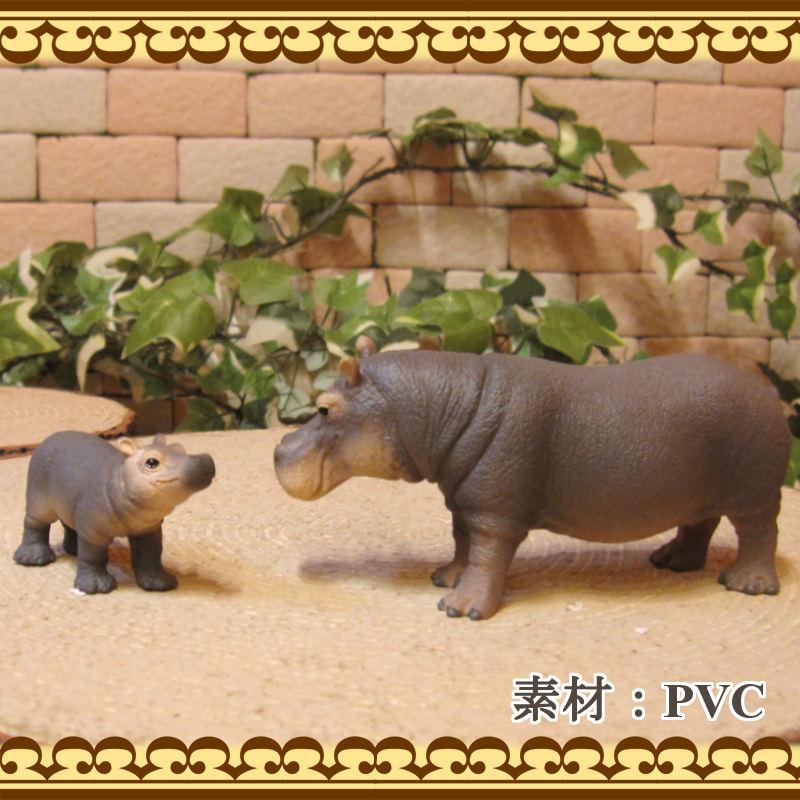 置物 動物 可愛い カバの置物 リアルな カバの親子 2点セット ドール